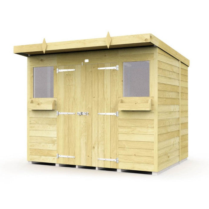 8ft x 7ft Pent Summer Shed - Double Door