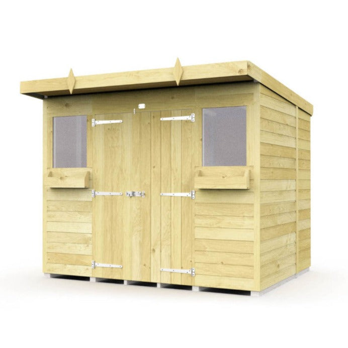 8ft x 5ft Pent Summer Shed - Double Door