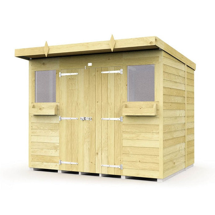 8ft x 6ft Pent Summer Shed - Double Door
