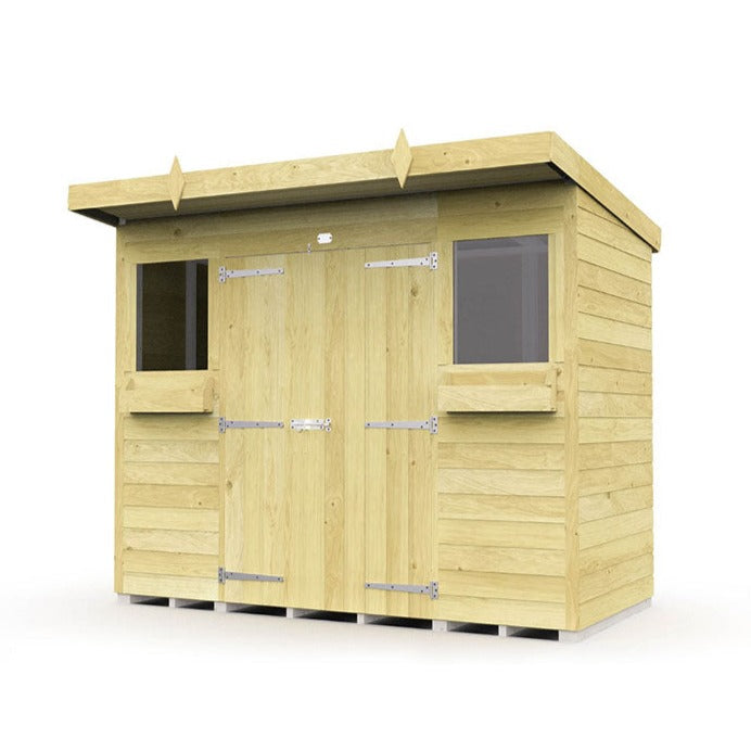 8ft x 4ft Pent Summer Shed - Double Door