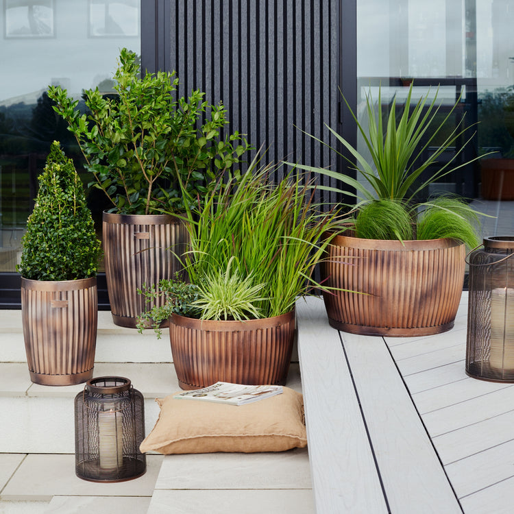 buy plant pots online uk Ivyline Outdoor Hampton Copper Planter 2 Set