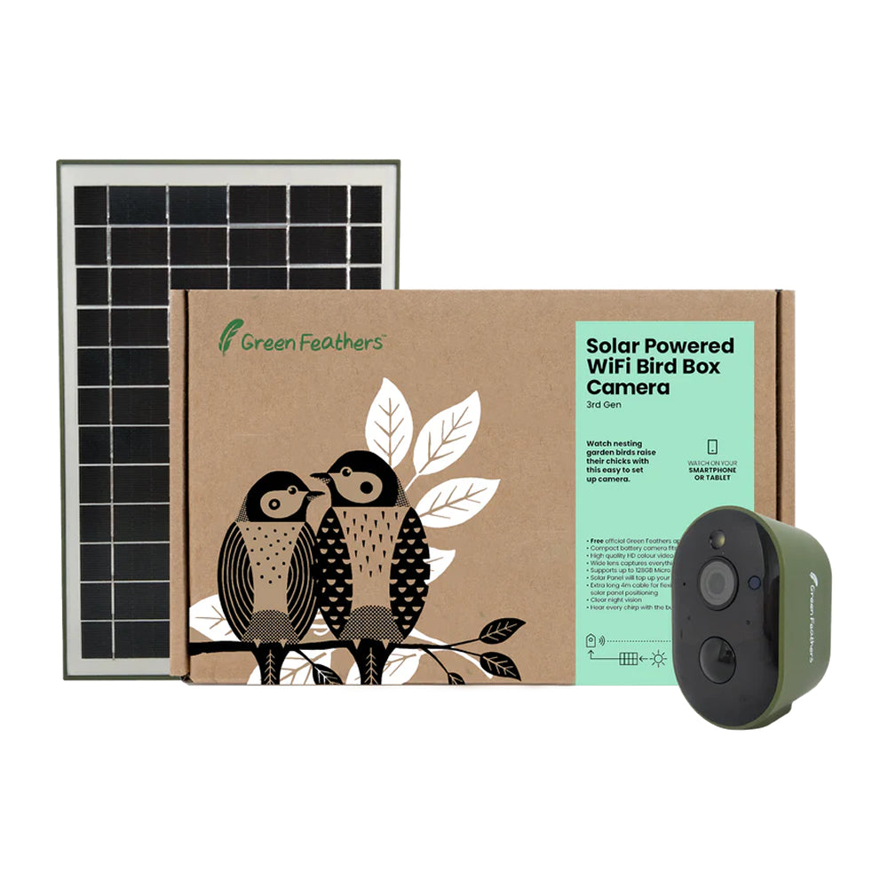 Green Feathers Solar Bird Box Camera 3rd Gen HD with WiFi connection