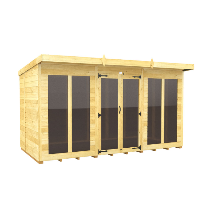 8ft x 12ft Pent Summer House (Full Height Window)