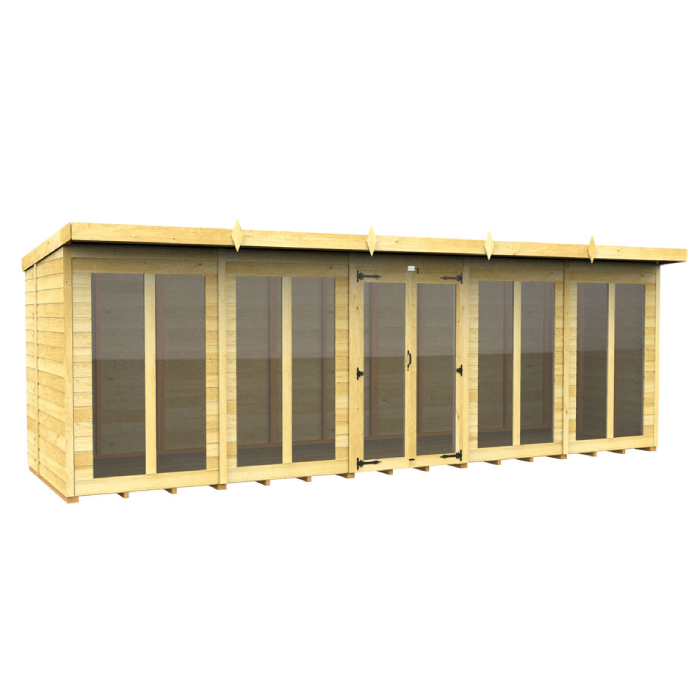 8ft x 20ft Pent Summer House (Full Height Window)