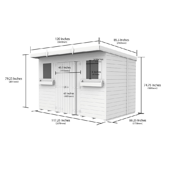 10ft x 6ft Pent Summer Shed