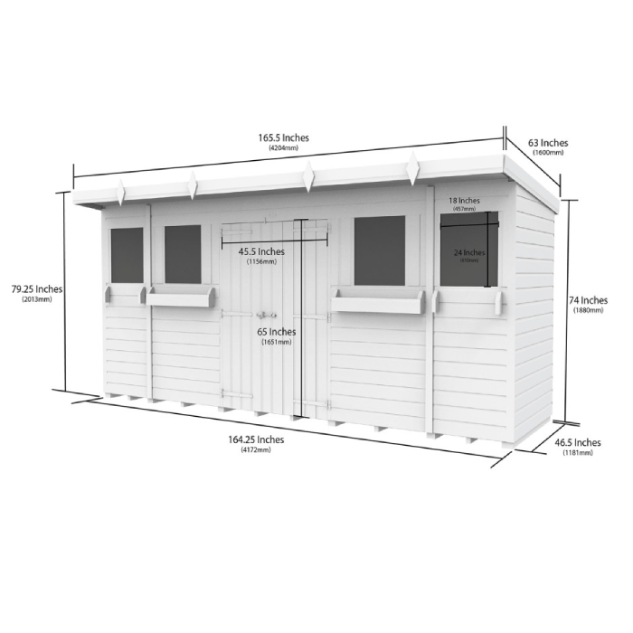 14ft x 4ft Pent Summer Shed