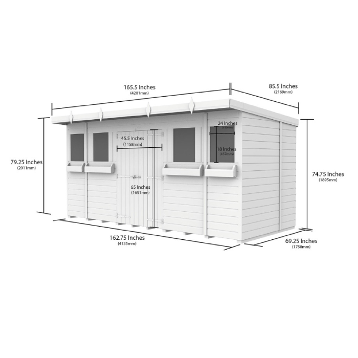 14ft x 6ft Pent Summer Shed