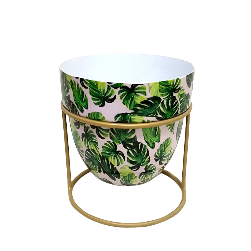 Pink and green PLANTER ON STAND