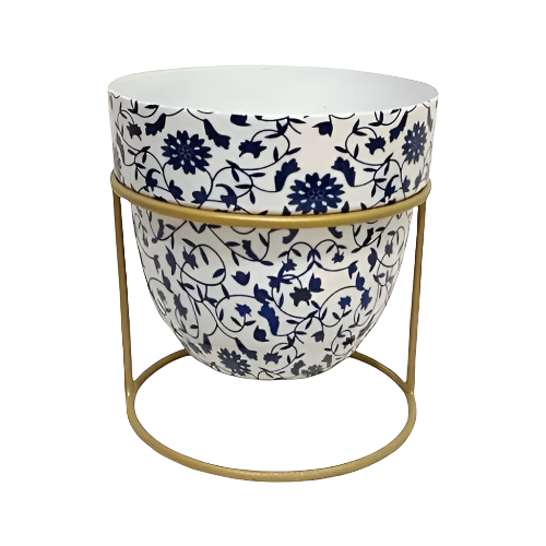 Blue and White Pot with Stand