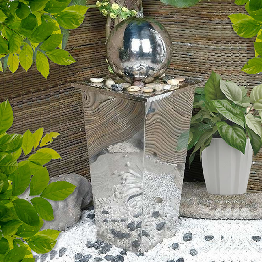Tranquility Sphere & Stainless Column Water Feature