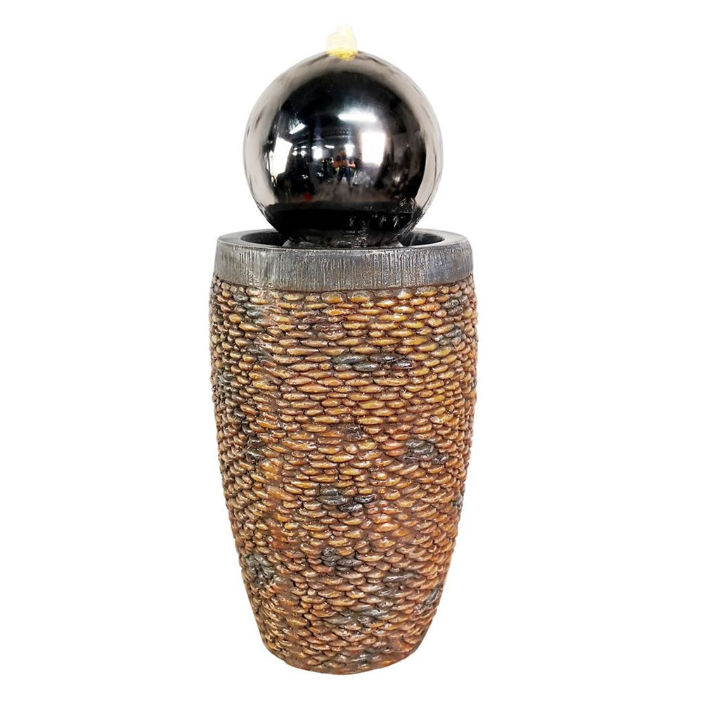 Tranquility Sphere with Pebble Column Water Feature