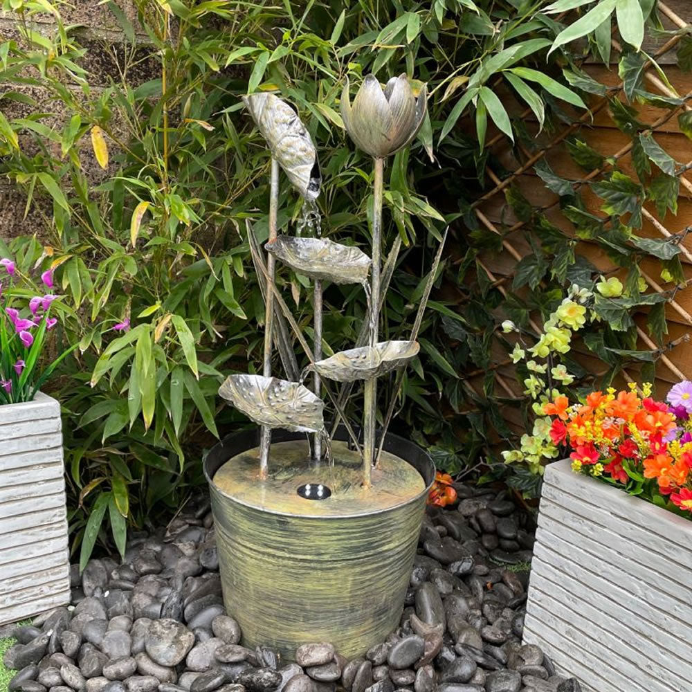 Tranquility Zinc Flower Water Feature