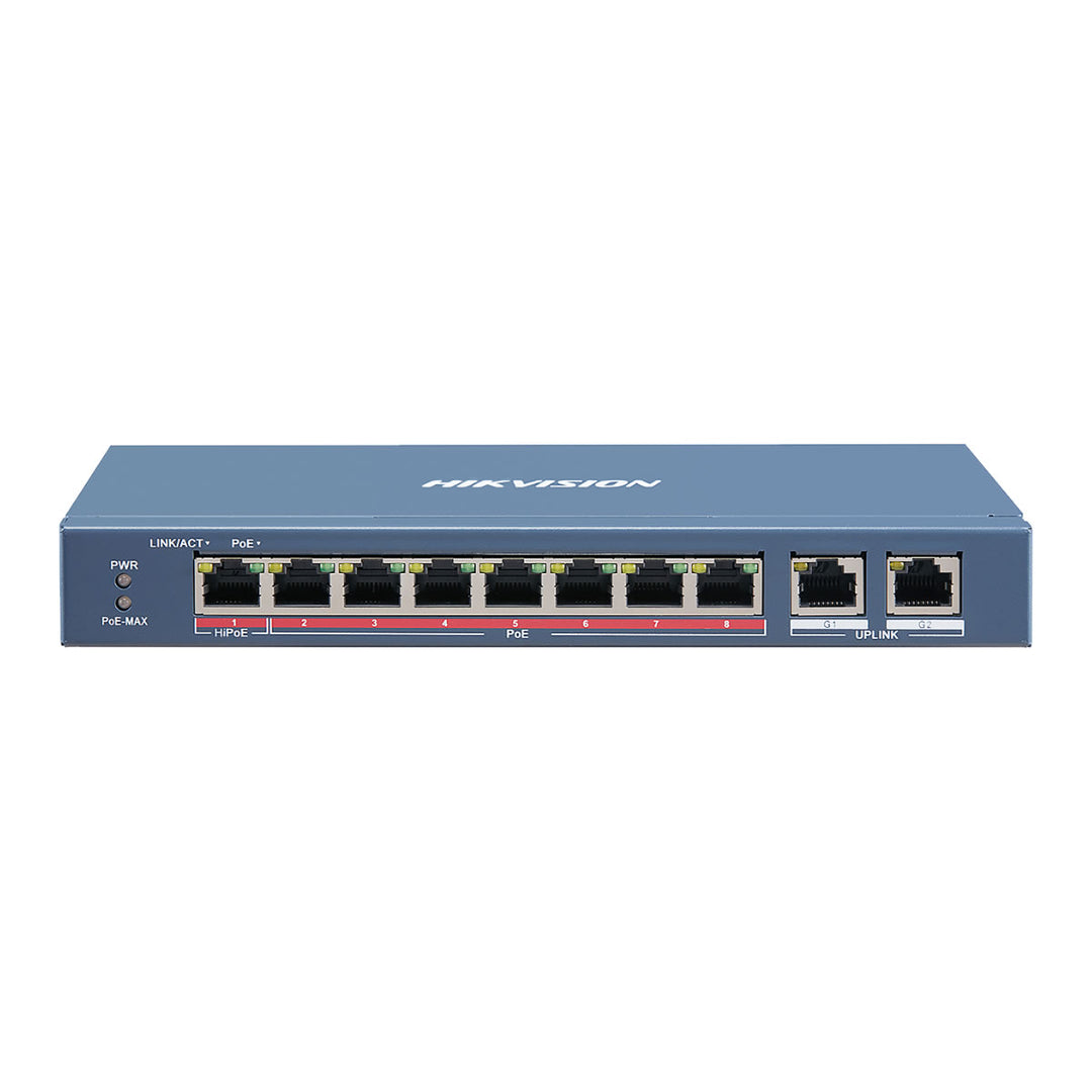 8 Port PoE+ 100mbps Long-Range Unmanaged Switch with 2 Uplink Ports