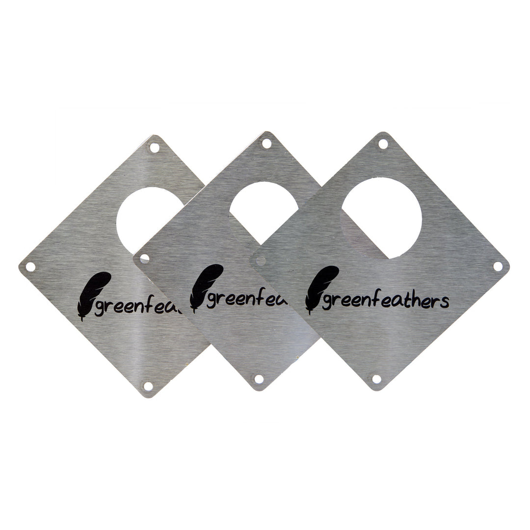 Green Feathers Bird Box Steel Plate 3 Pack - 25mm, 28mm, 32mm