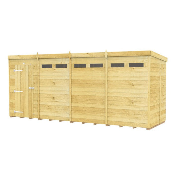 16ft x 5ft Pent Security Shed - Single Door