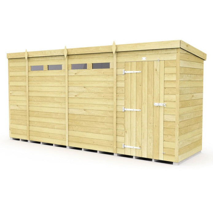 14ft x 4ft Pent Security Shed - Single Door