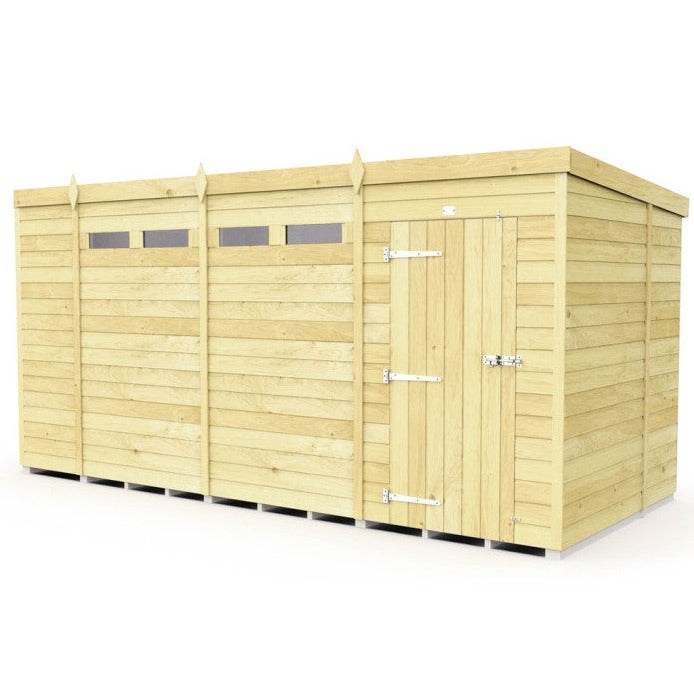 15ft x 6ft Pent Security Shed - Single Door