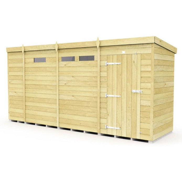 13ft x 4ft Pent Security Shed - Single Door