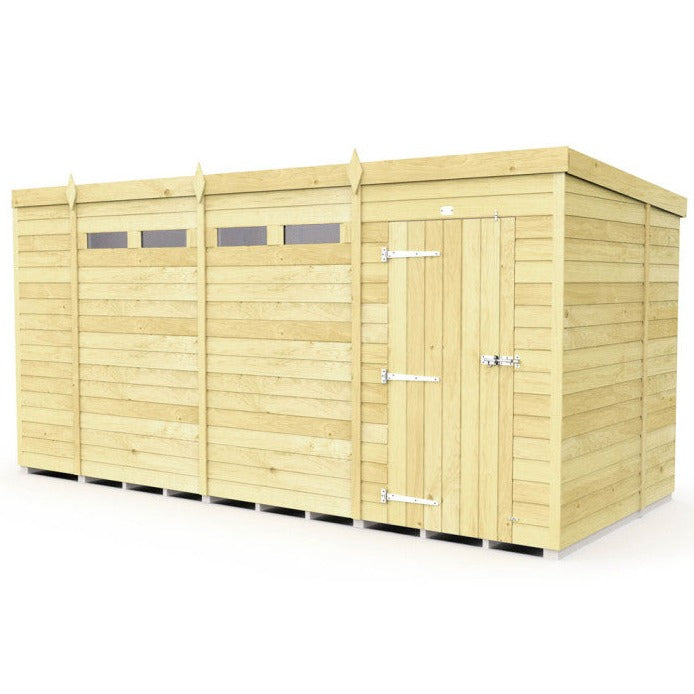 14ft x 6ft Pent Security Shed - Single Door