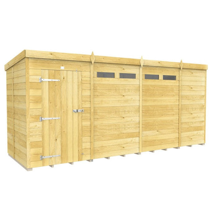 15ft x 5ft Pent Security Shed - Single Door