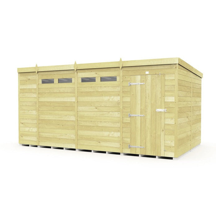 15ft x 4ft Pent Security Shed - Single Door