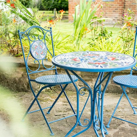 Ascalon Mosaic Bistro Set 3 Piece - Blue