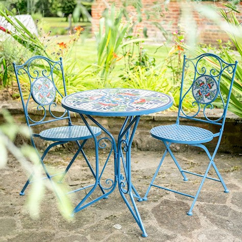 Ascalon Mosaic Bistro Set 3 Piece - Blue