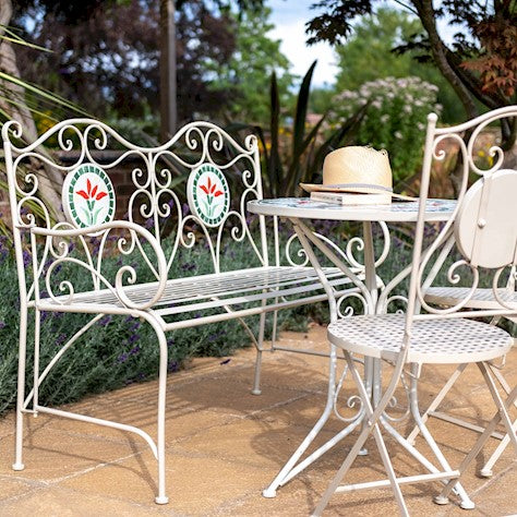 Ascalon Floral Mosaic Bistro Set 3 Piece - 'Cream'