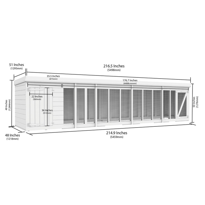 18ft x 4ft Dog Kennel and Run