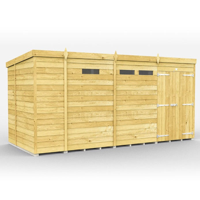 13ft x 6ft Pent Security Shed - Double Door