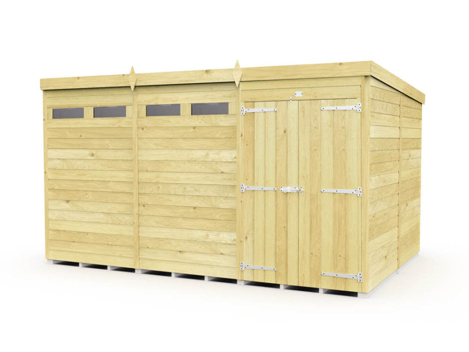 12ft x 8ft Pent Security Shed - Double Door