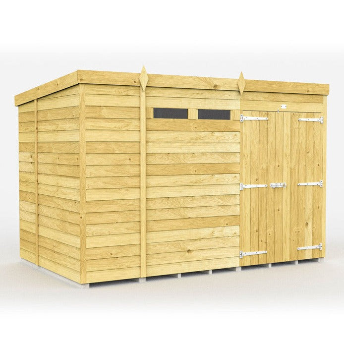 11ft x 7ft Pent Security Shed - Double Door 