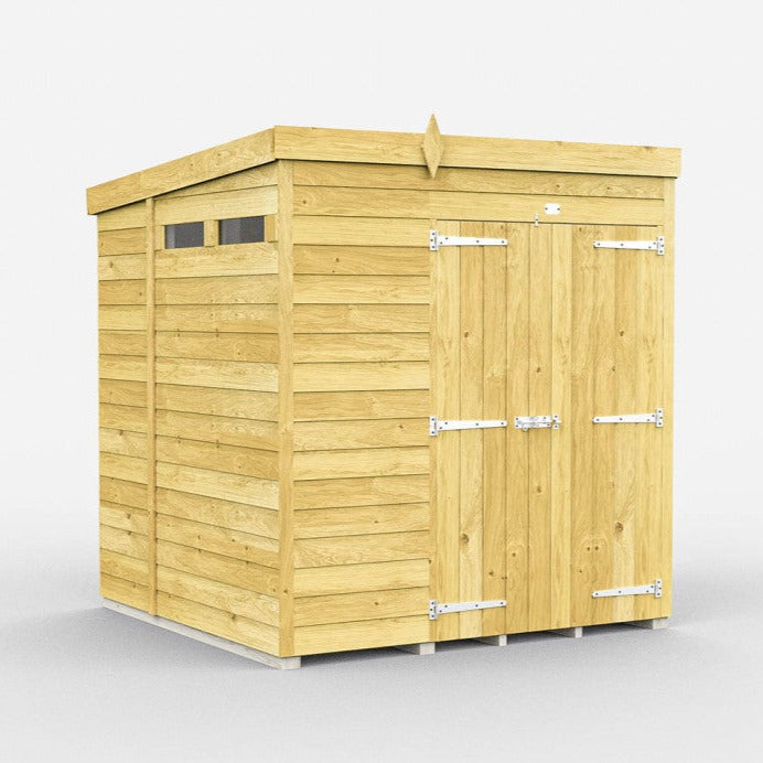 6ft x 7ft Pent Security Shed - Double Door