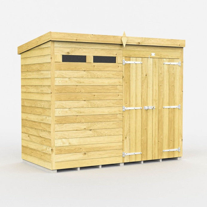 8ft x 4ft Pent Security Shed - Double Door