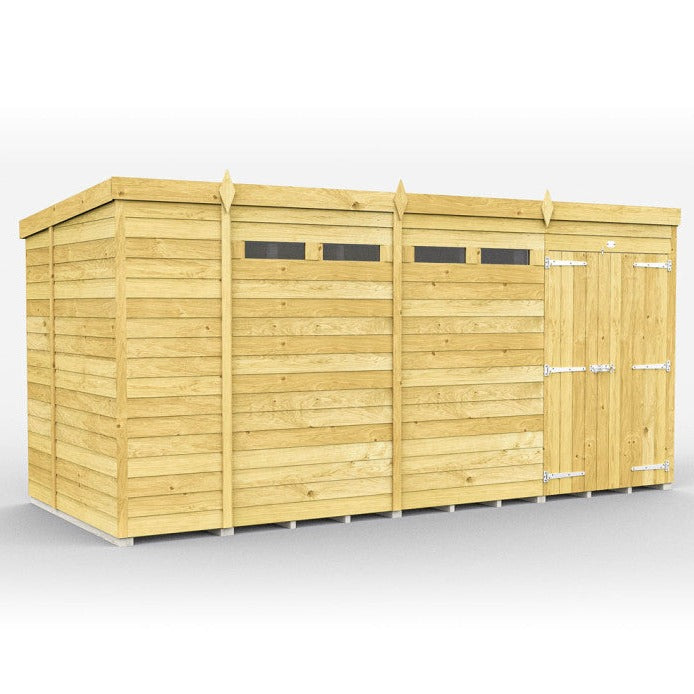 15ft x 7ft Pent Security Shed - Double Door