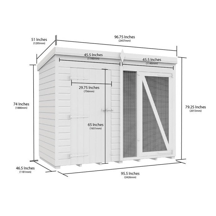 8ft x 4ft Dog Kennel and Run (Full Height)