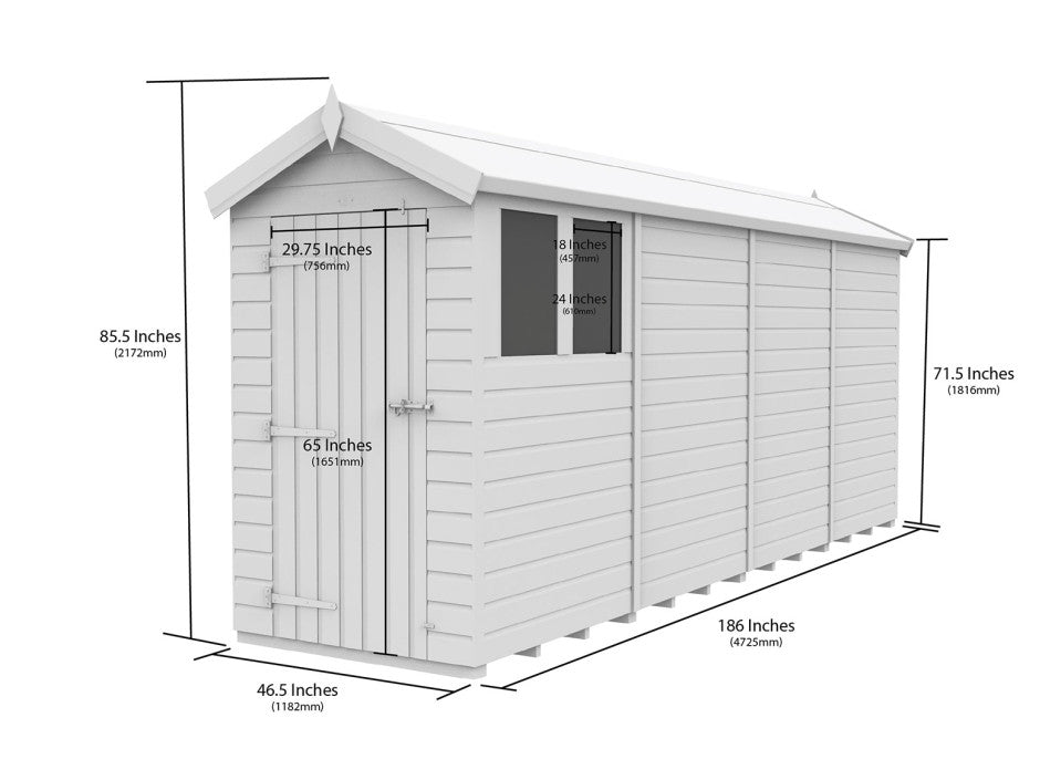 4ft x 16ft Apex Shed