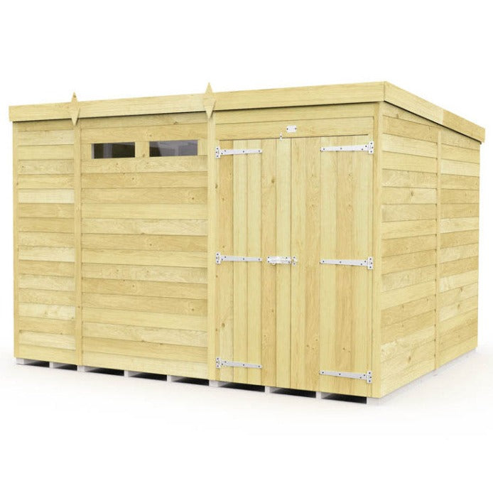 11ft x 8ft Pent Security Shed - Double Door