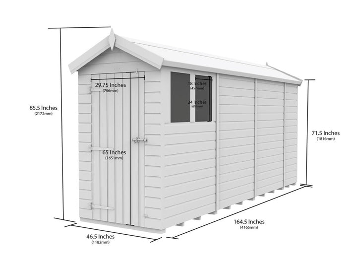 4ft x 14ft Apex Shed