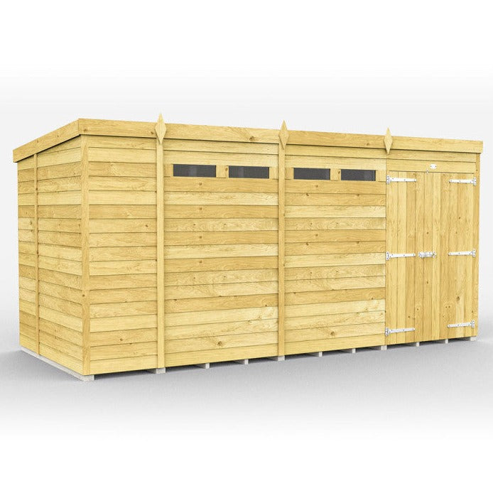 14ft x 6ft Pent Security Shed - Double Door