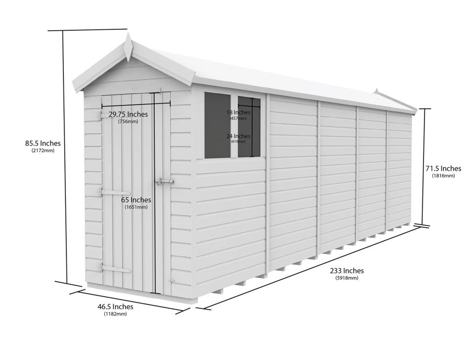 4ft x 20ft Apex Shed