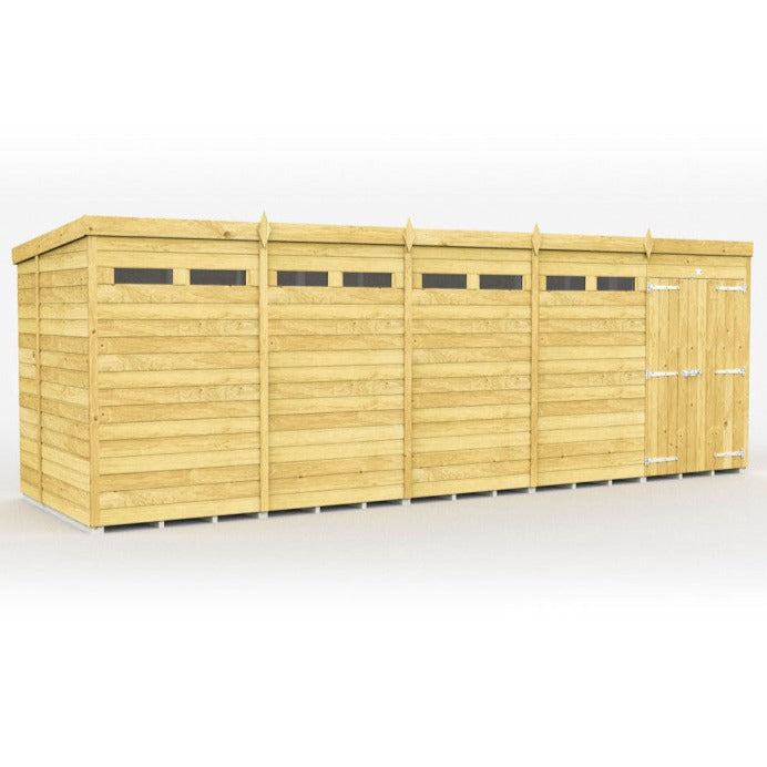 20ft x 7ft Pent Security Shed - Double Door