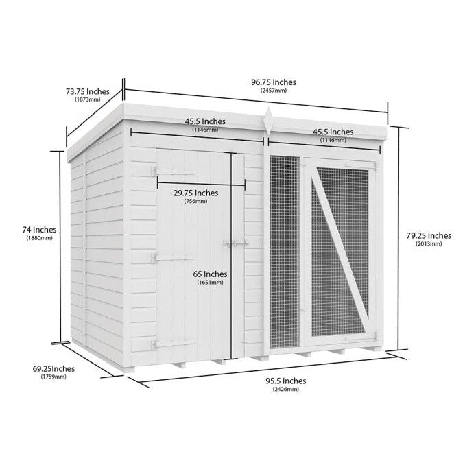 8ft x 6ft Dog Kennel and Run (Full Height)