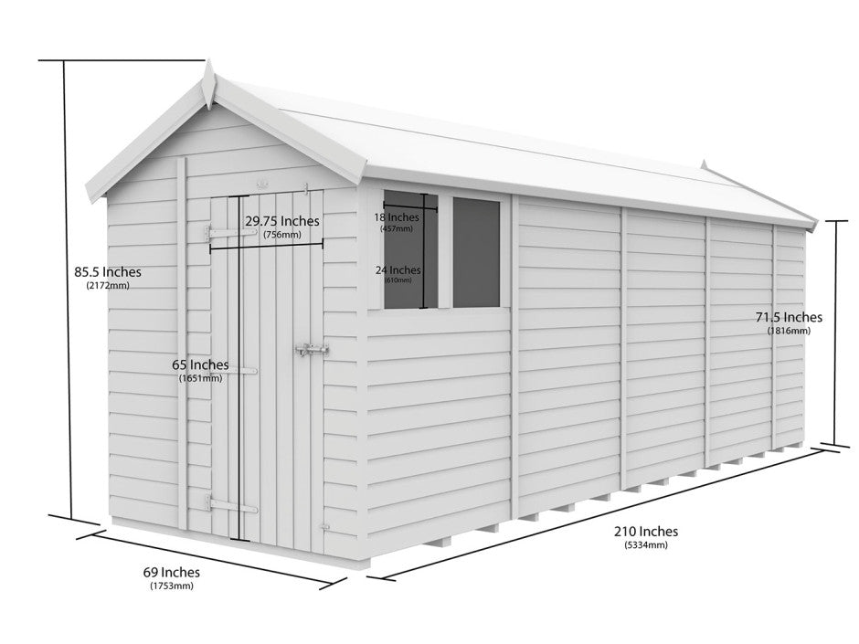 6ft x 18ft Apex Shed