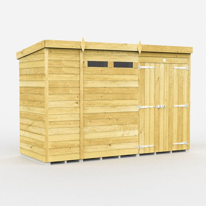 10ft x 4ft Pent Security Shed - Double Door