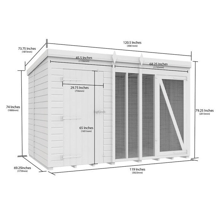 10ft x 6ft Dog Kennel and Run (Full Height)