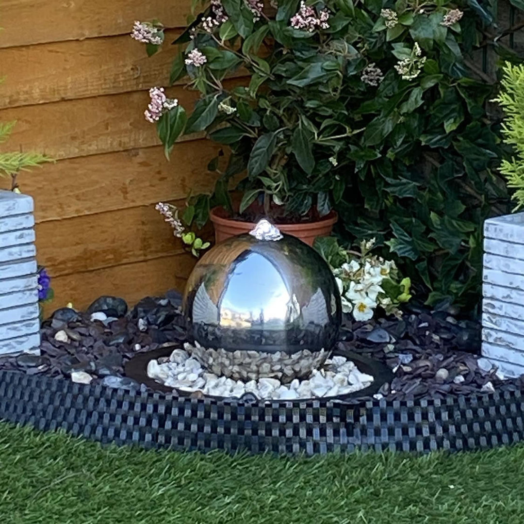 Tranquility 20cm Stainless Steel Sphere Water Feature