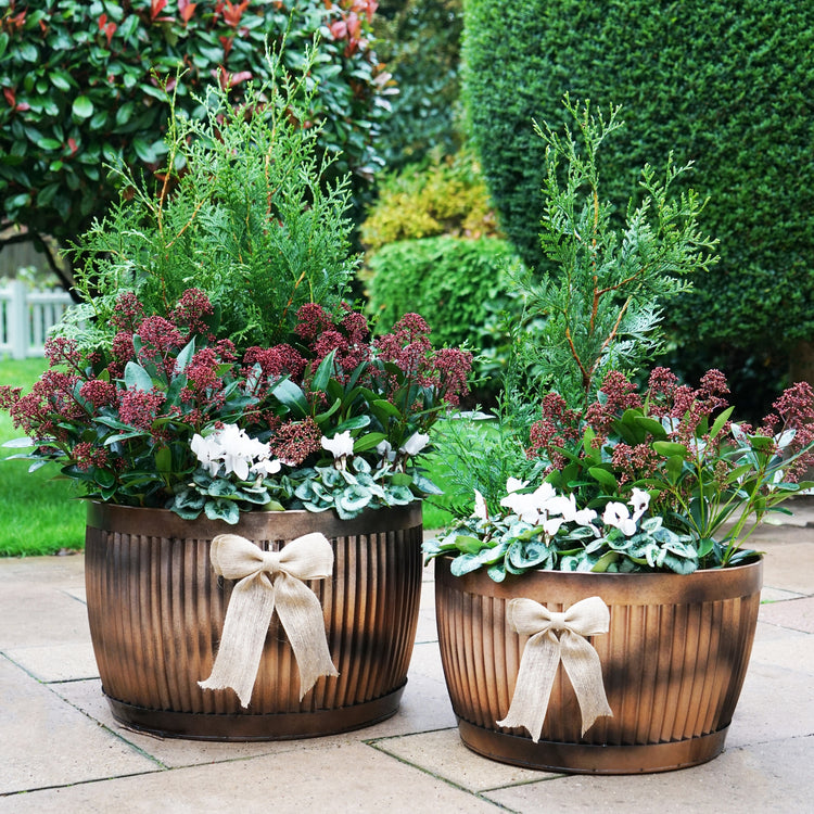 Ivyline Outdoor Hampton Copper Bowl Planter 2 Set