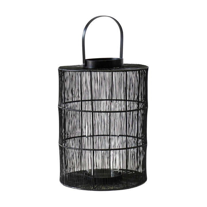 Ivyline Portofino Wirework Lantern with Glass Insert Black