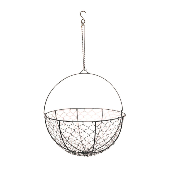 Ivyline Outdoor Hanging Wired Netted Basket